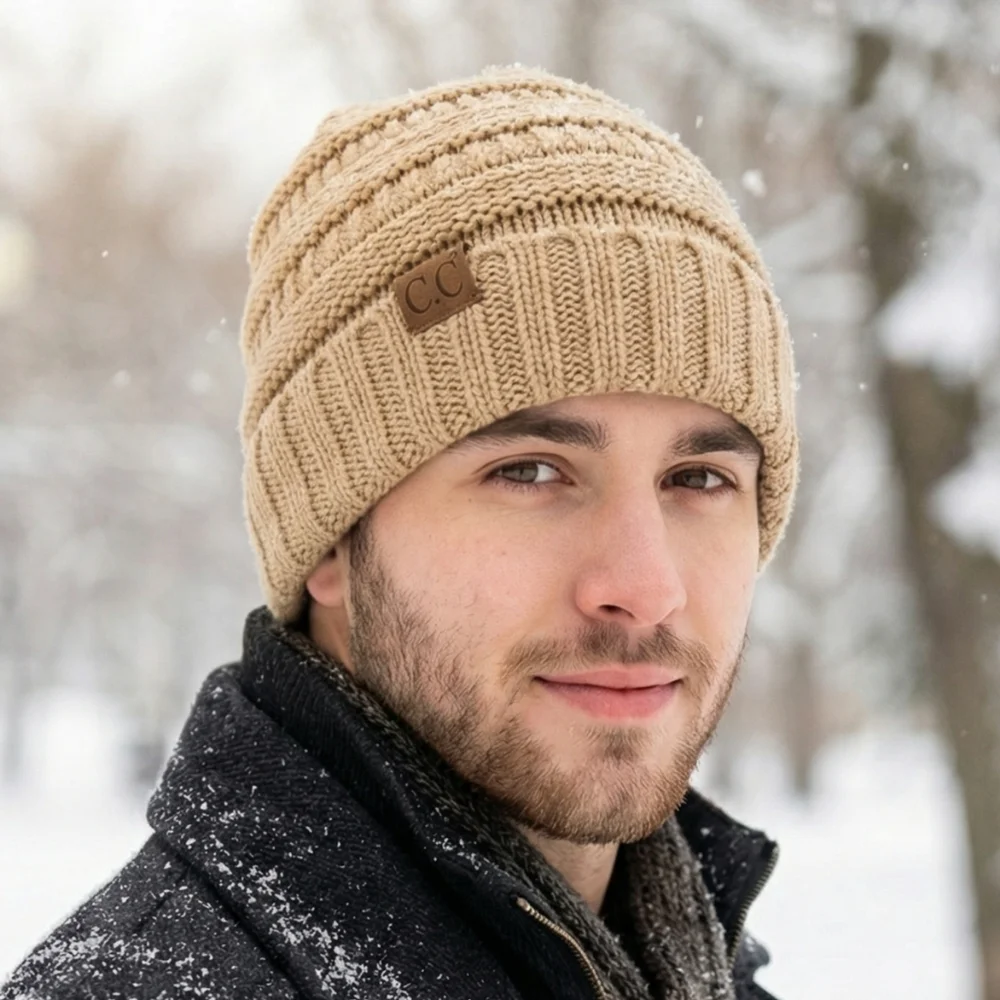 C.C Cozy Knit Hat Camel / Tan - Picture 4 of 10